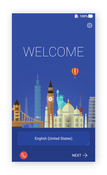 The Welcome screen in Android 7.0 on an Asus phone